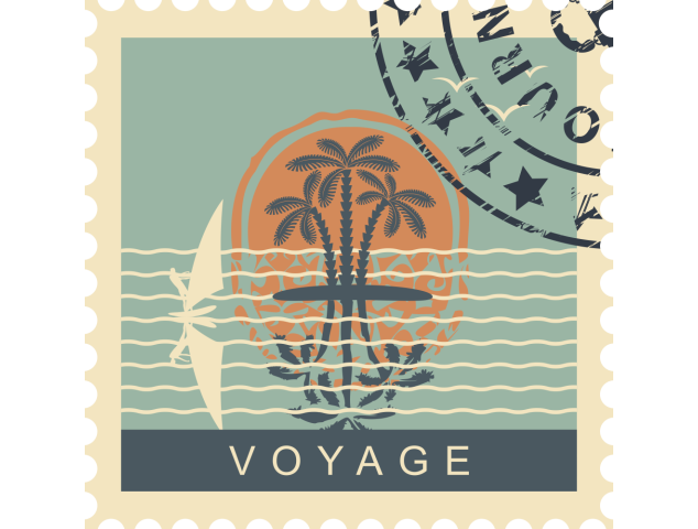Autocollant Timbre Vintage Voyage 2 - ref.d10323