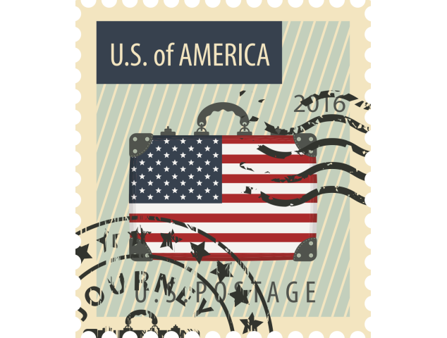 Autocollant Timbre Vintage Usa - Monuments