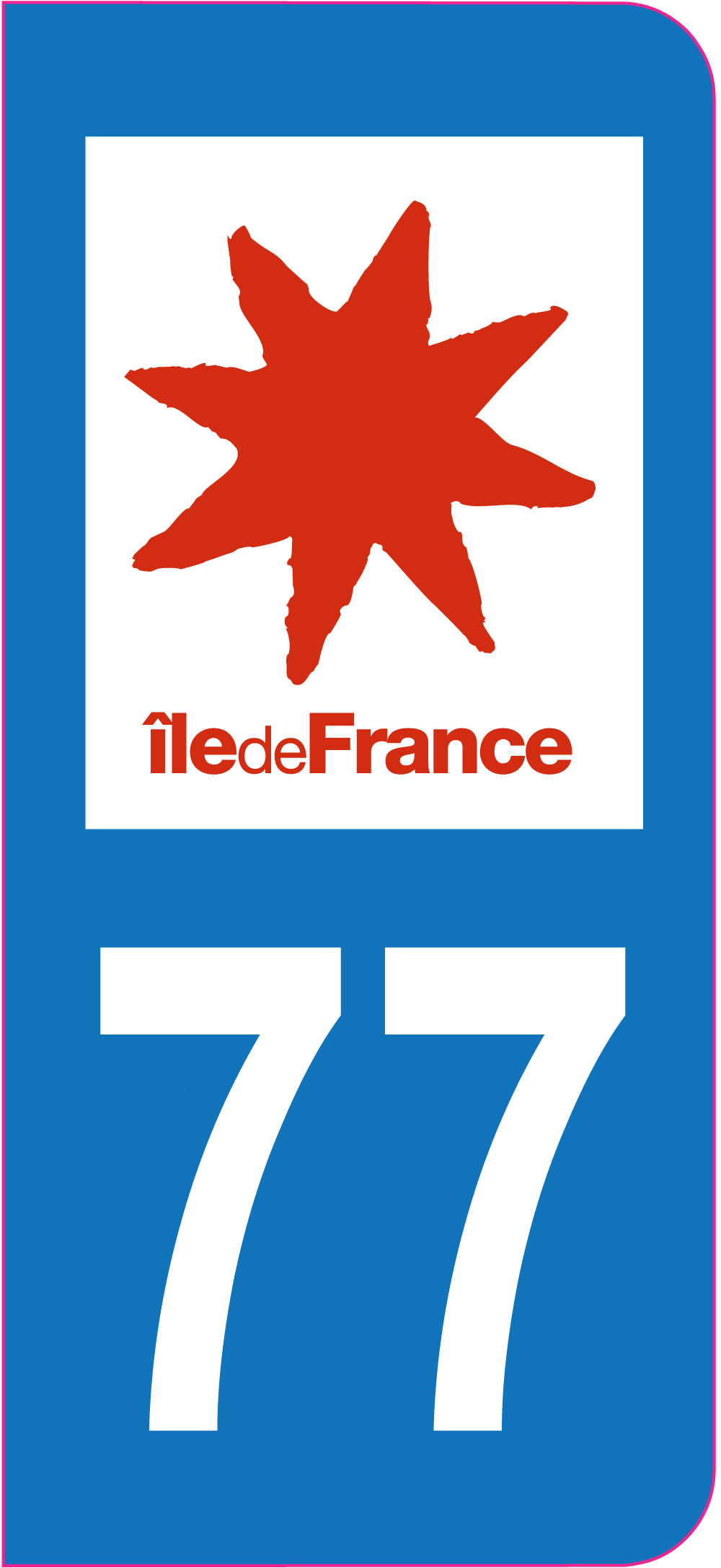 Sticker immatriculation 77 Seine  et Marne  ref pa77 